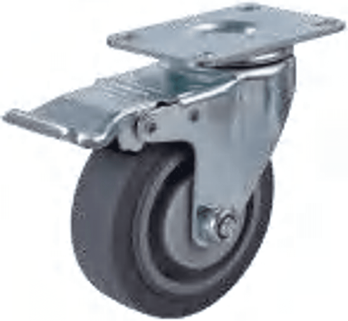 JQ-214-2 Gray Rubber Industrial Caster Wheel with Brake